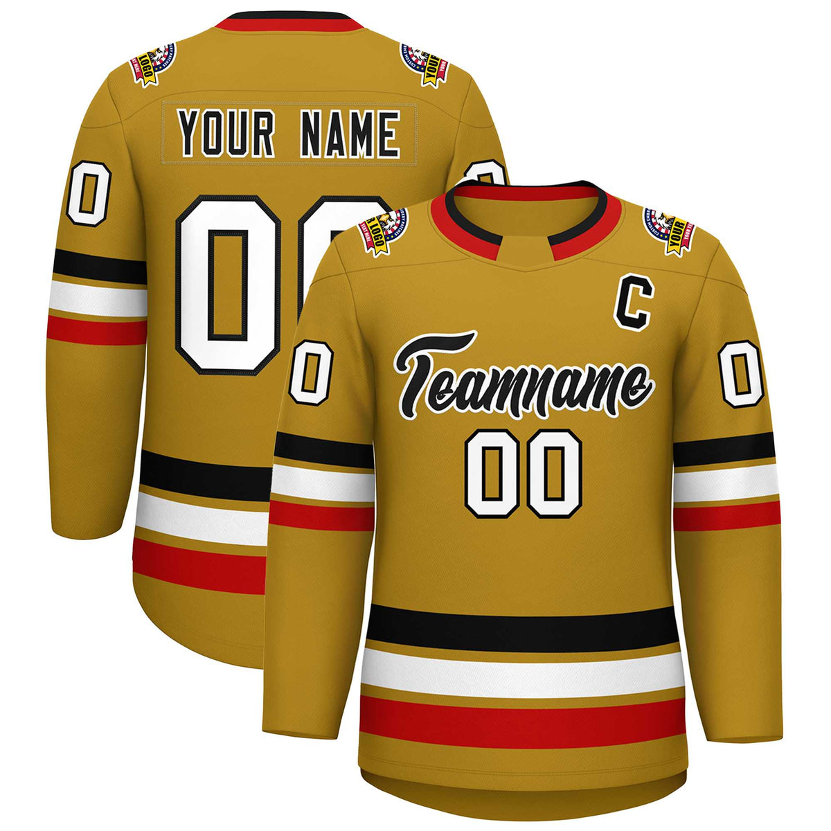 Custom Old Gold Black-White Classic Style Hockey Jersey | KXKSHOP