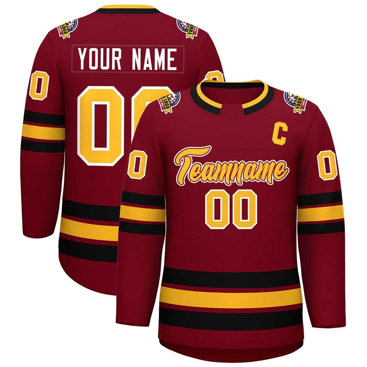 Custom Crimson Gold Crimson-White Classic Style Hockey Jersey | KXKSHOP