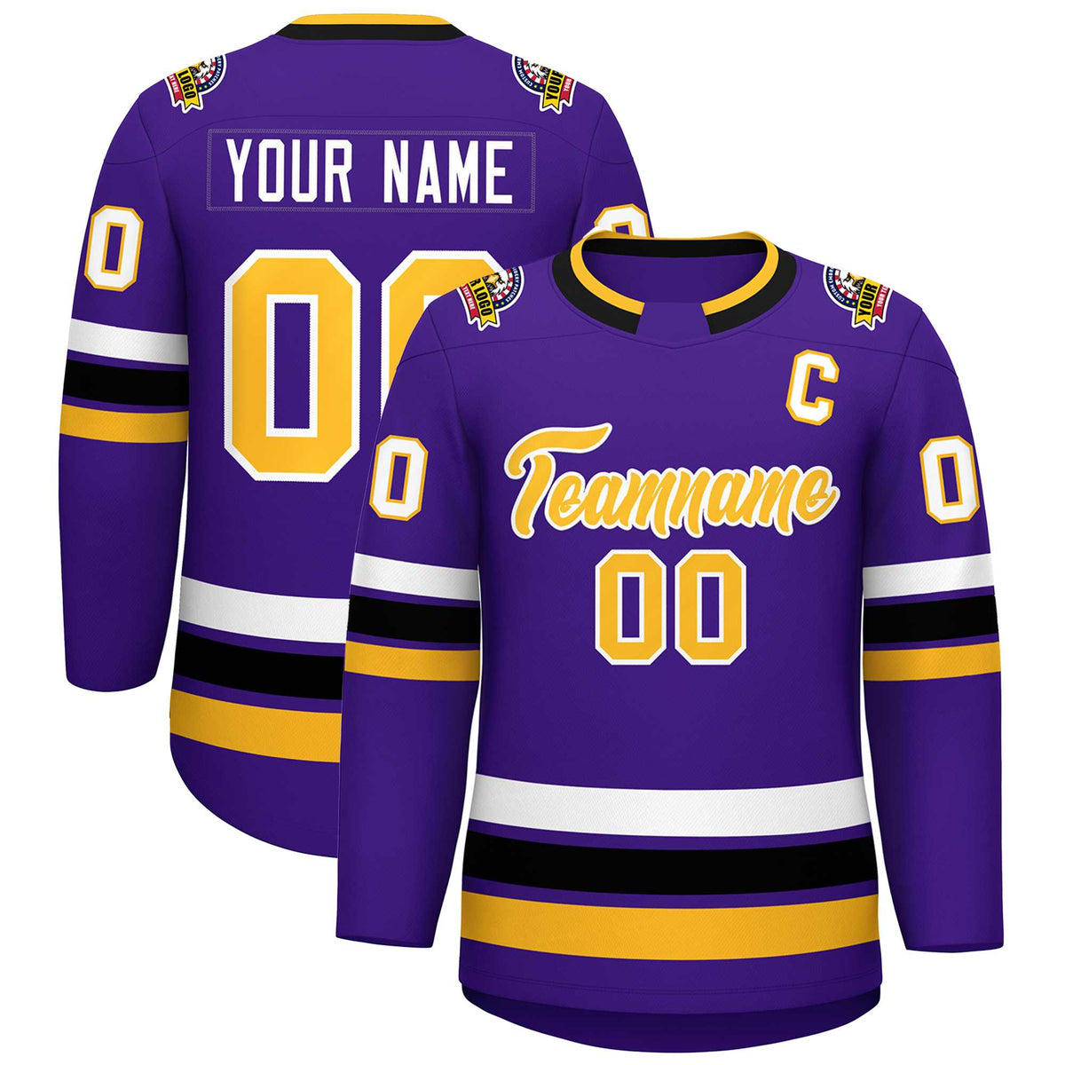 Custom Purple Gold-White Classic Style Hockey Jersey | KXKSHOP