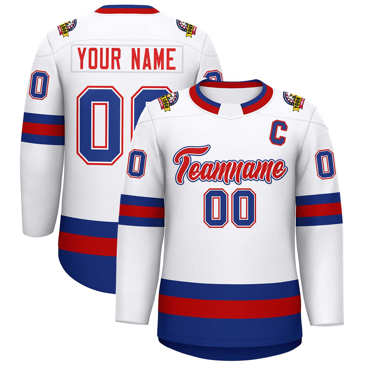 Custom White Red White-Royal Classic Style Hockey Jersey | KXKSHOP