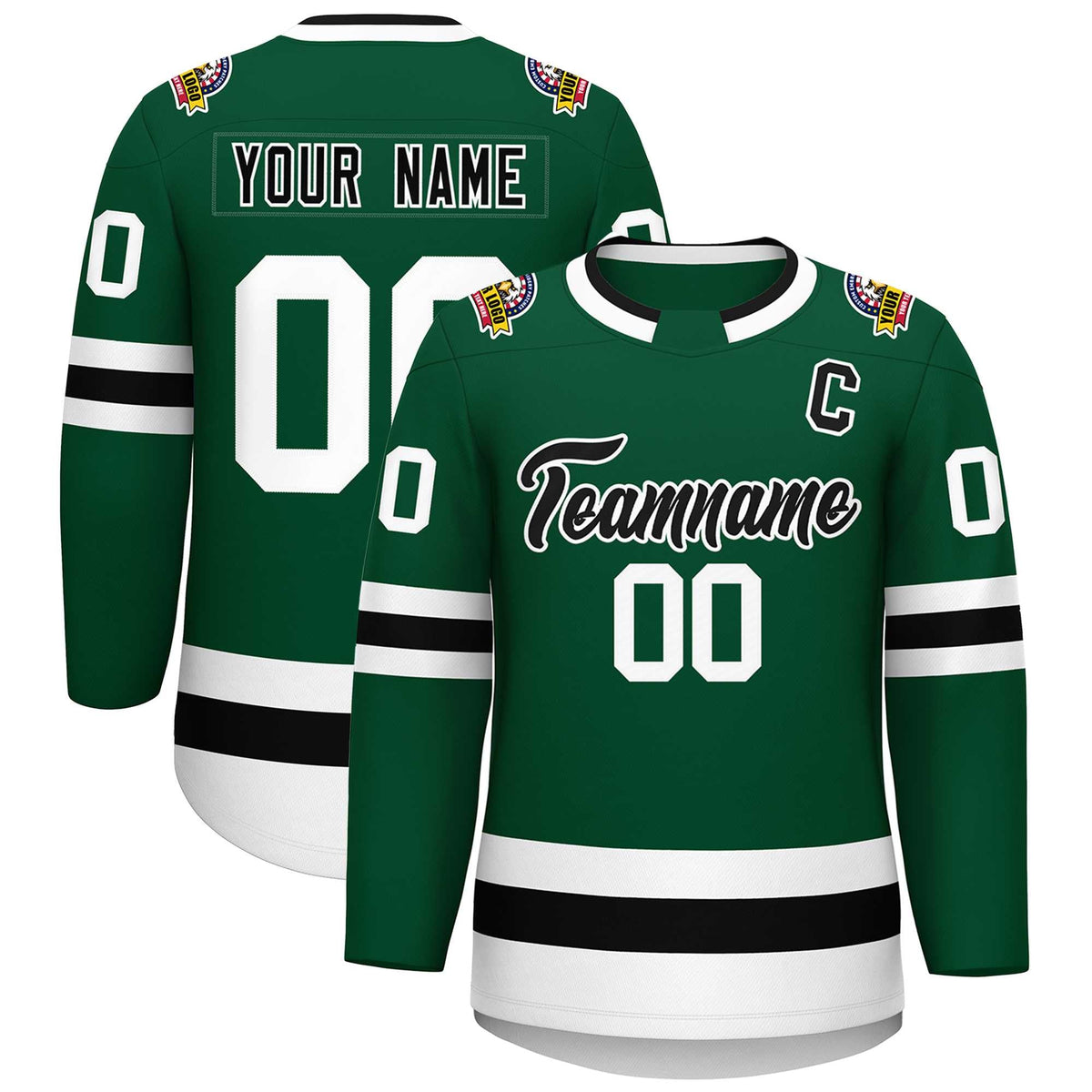 Custom Green Black-White Classic Style Hockey Jersey | KXKSHOP