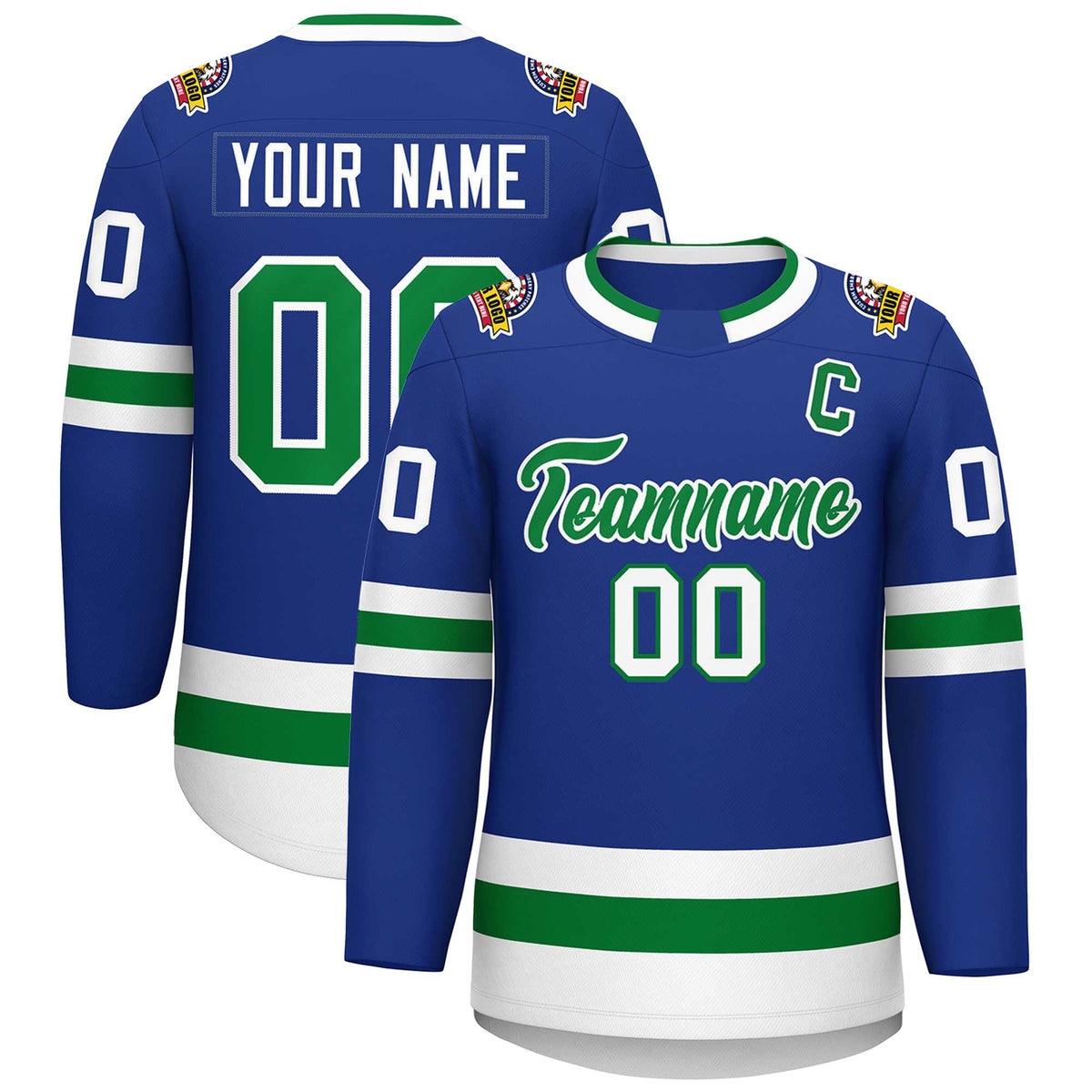 Custom Royal Kelly Green-White Classic Style Hockey Jersey | KXKSHOP
