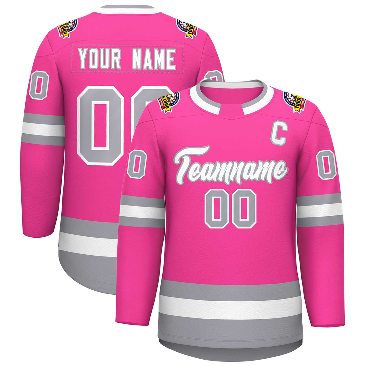 Custom Pink White-Gray Classic Style Hockey Jersey | KXKSHOP