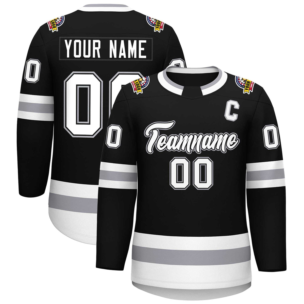 Custom Black White Black-Gray Classic Style Hockey Jersey | KXKSHOP