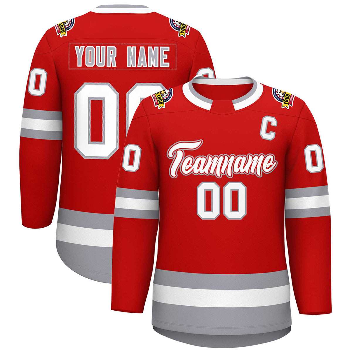 Custom Red White Red-Gray Classic Style Hockey Jersey | KXKSHOP