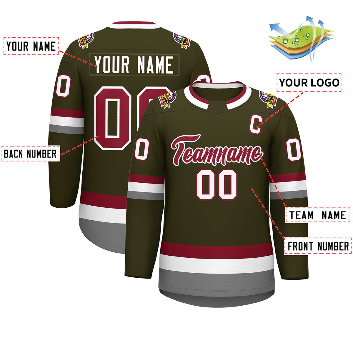 Custom Olive Crimson-White Classic Style Hockey Jersey | KXKSHOP