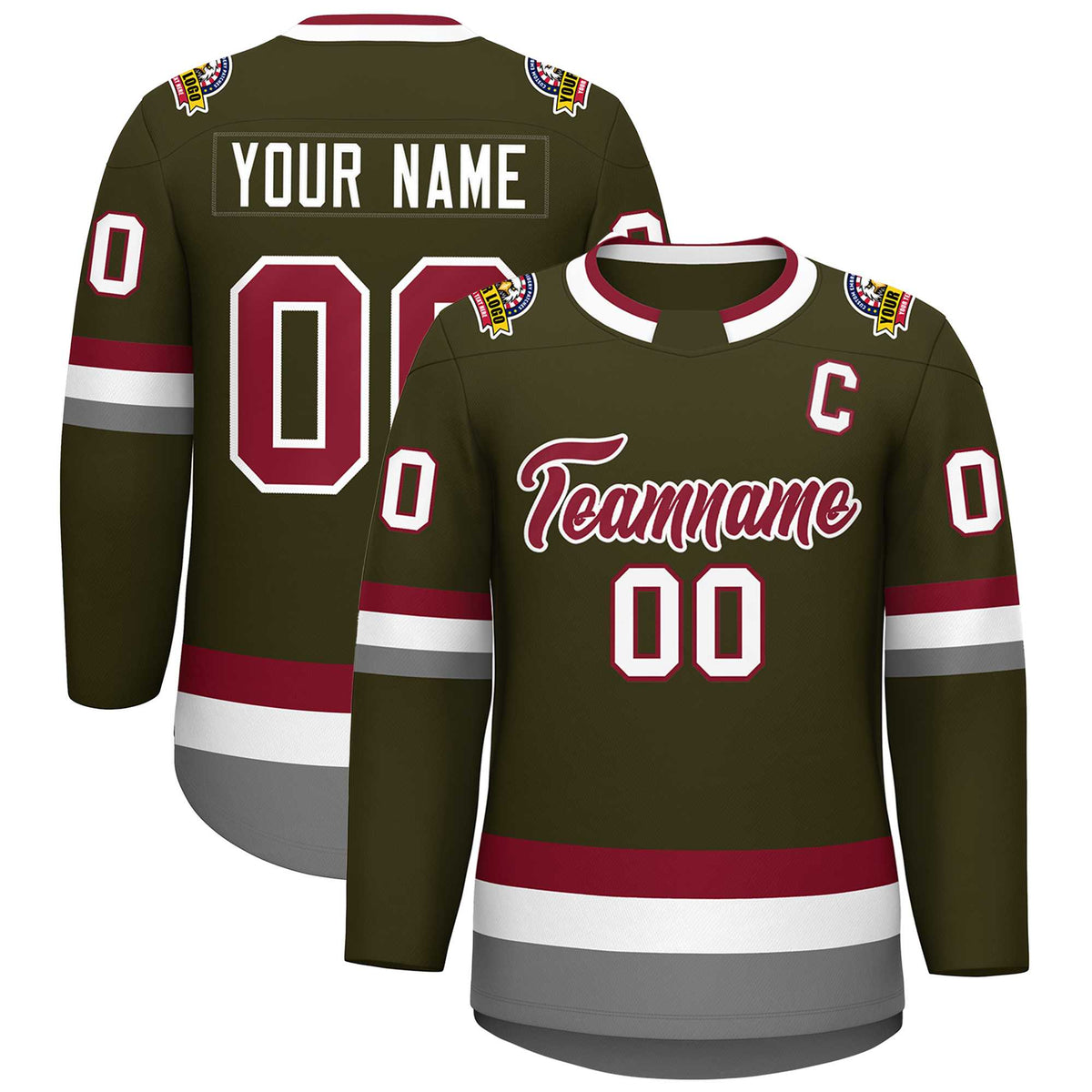 Custom Olive Crimson-White Classic Style Hockey Jersey | KXKSHOP