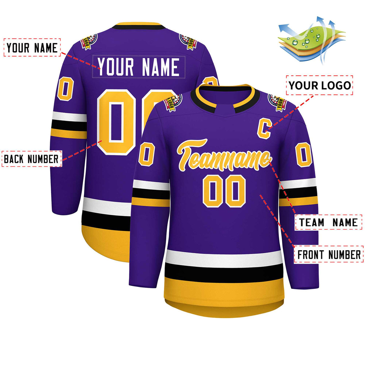 Custom Purple Gold-White Classic Style Hockey Jersey | KXKSHOP