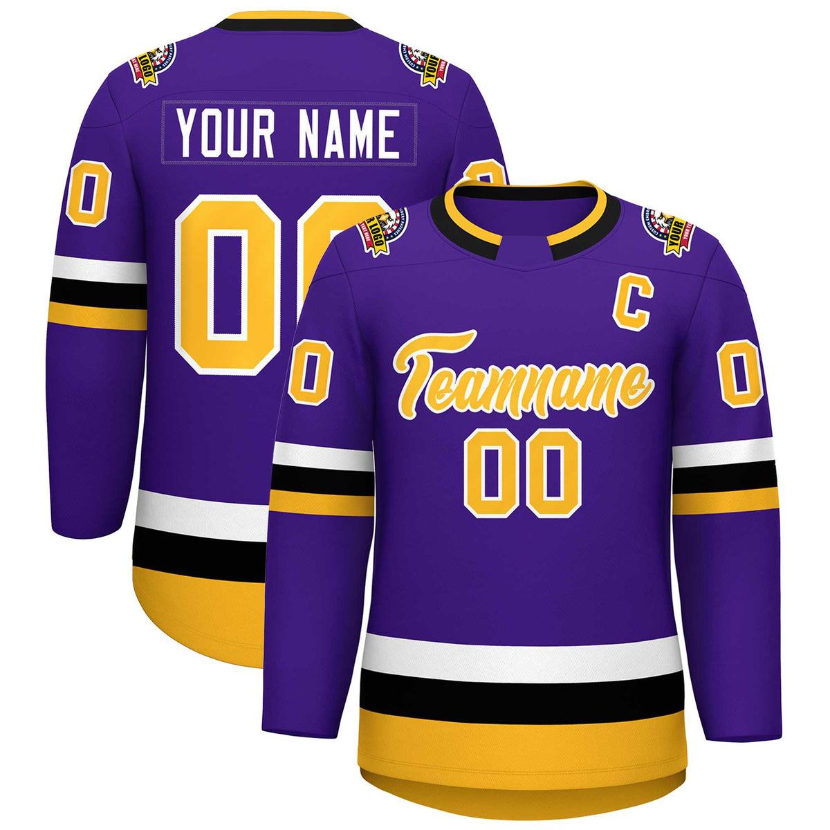 Custom Purple Gold-White Classic Style Hockey Jersey | KXKSHOP