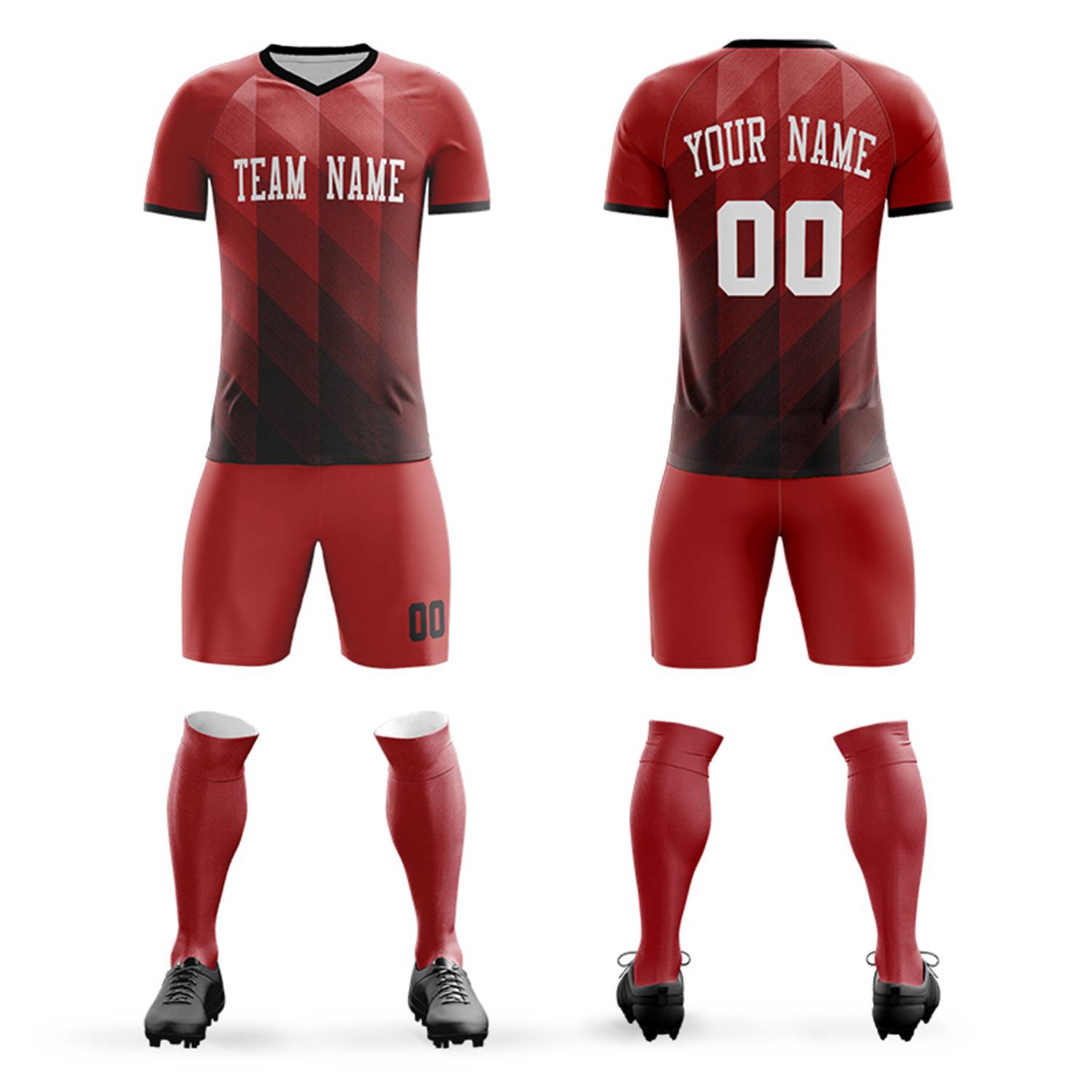 Custom Red White Casual Outdoor Football Kits Jersey