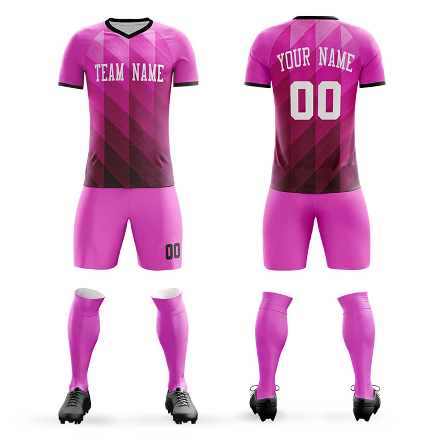 Custom Pink White Outdoor Football Kits Jersey