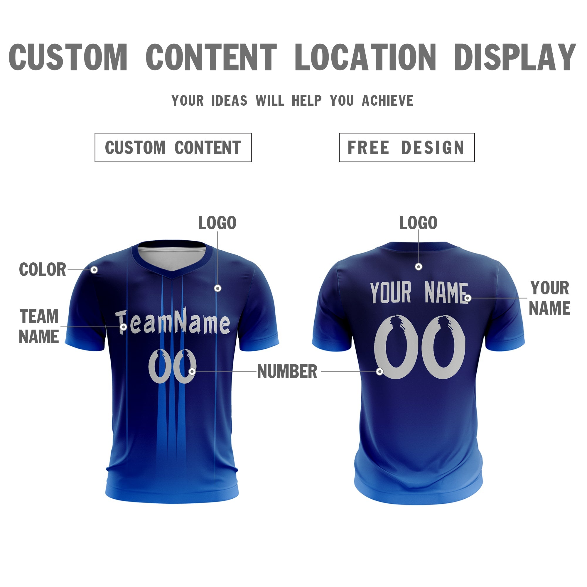Custom Navy White Sport Football Shirt Jersey