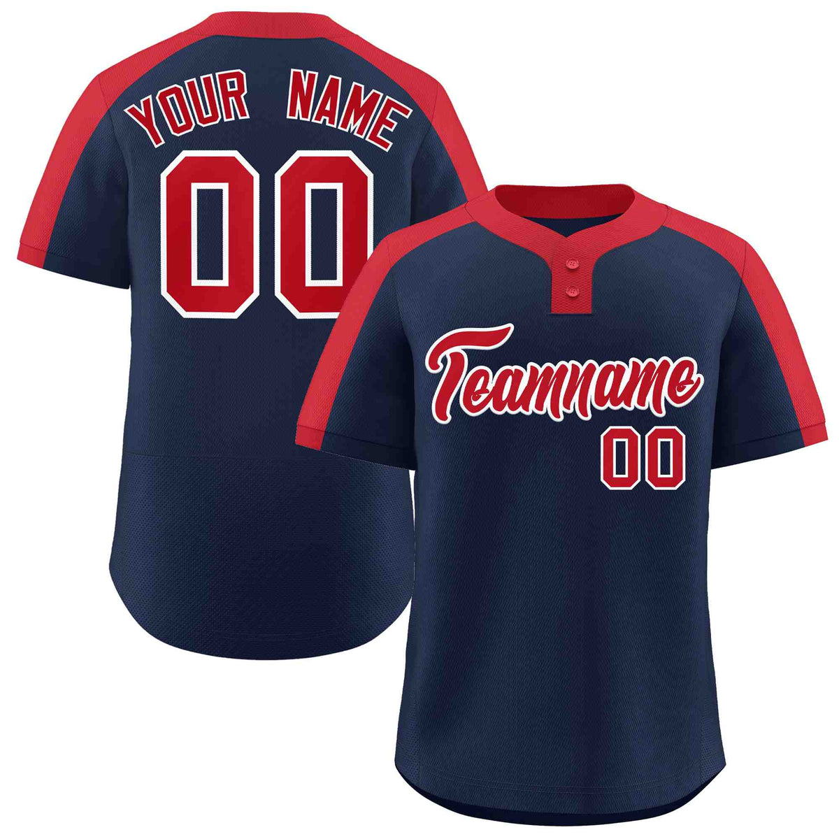 Custom Navy Red-White Classic Style Authentic Two-Button Softball Jersey