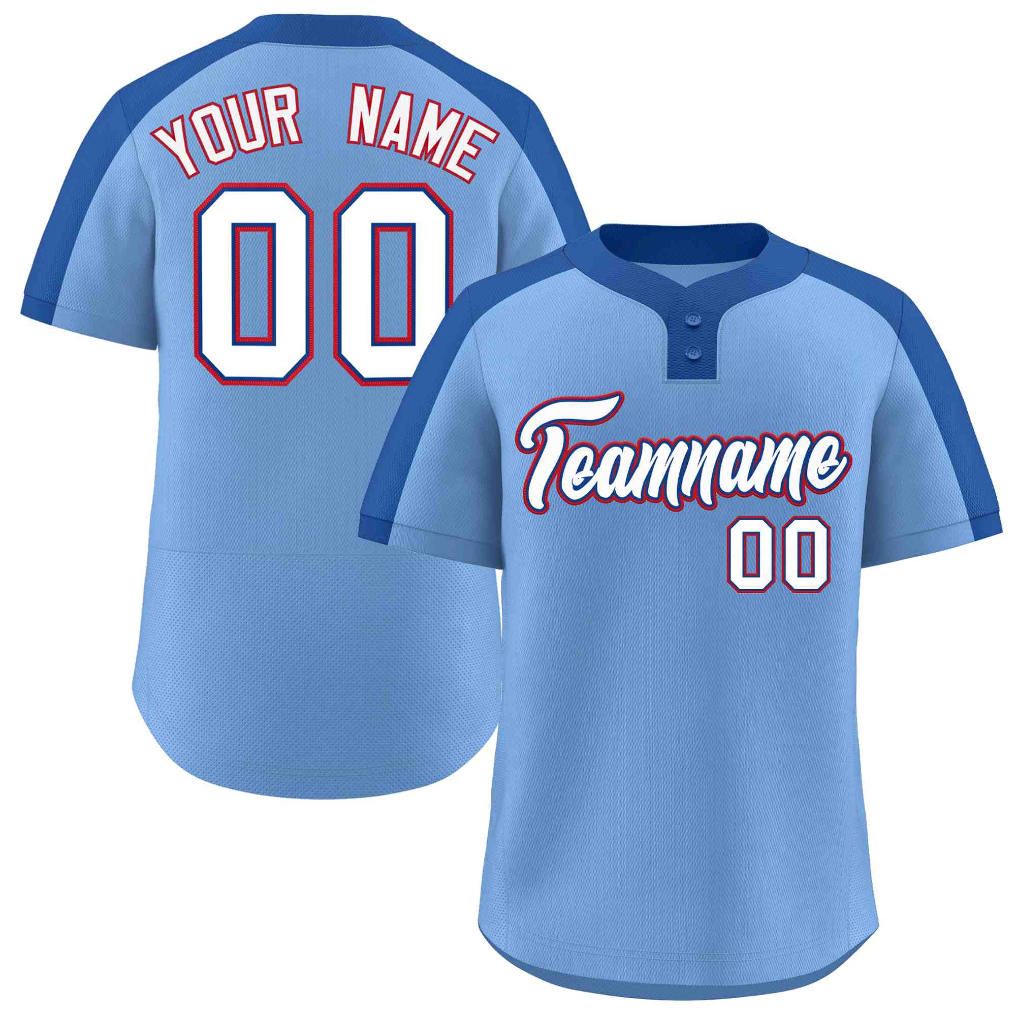 Custom Light Blue White-Royal Classic Style Authentic Two-Button Baseball Jersey