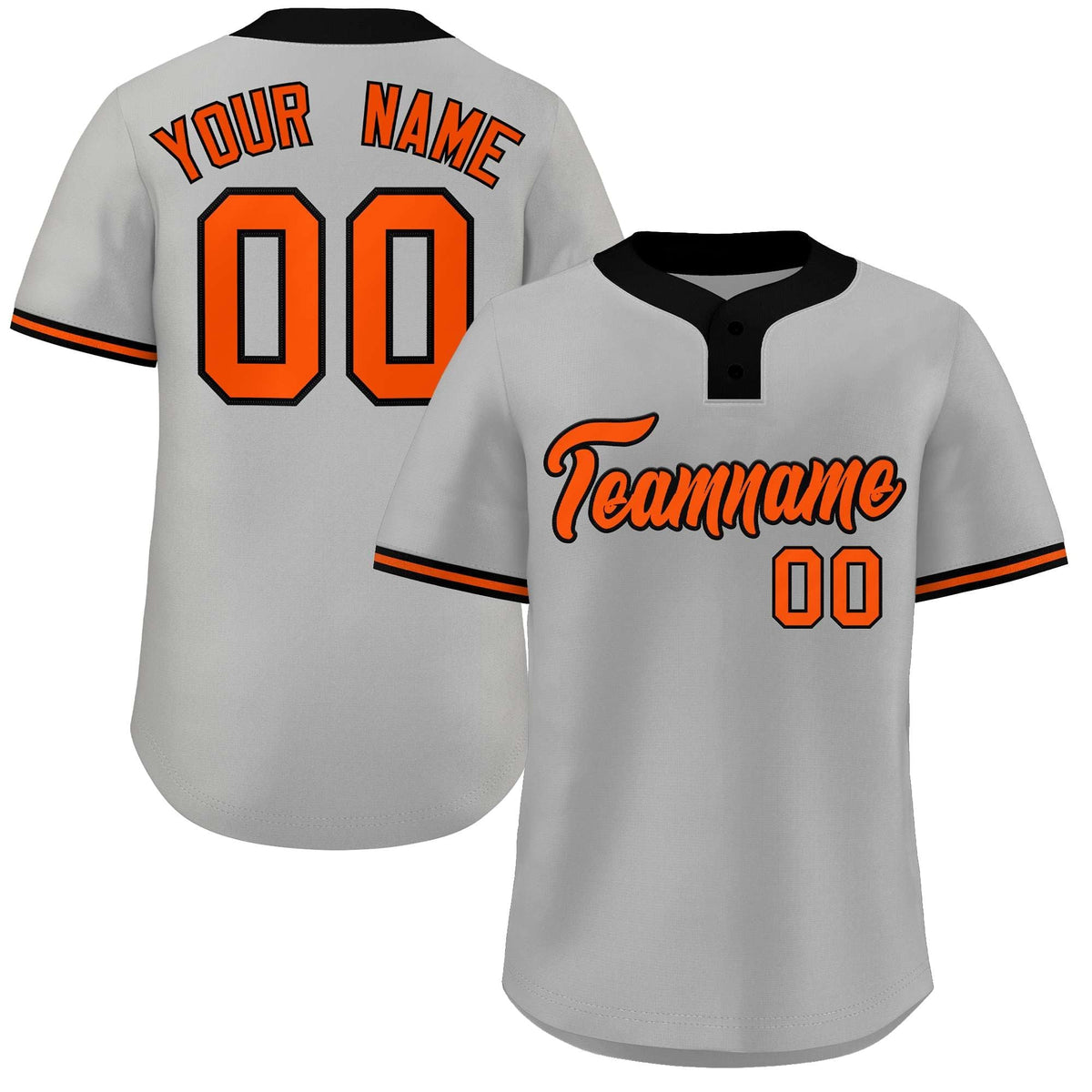 Custom Gray Orange-Black Classic Style Authentic Two-Button Softball Jersey