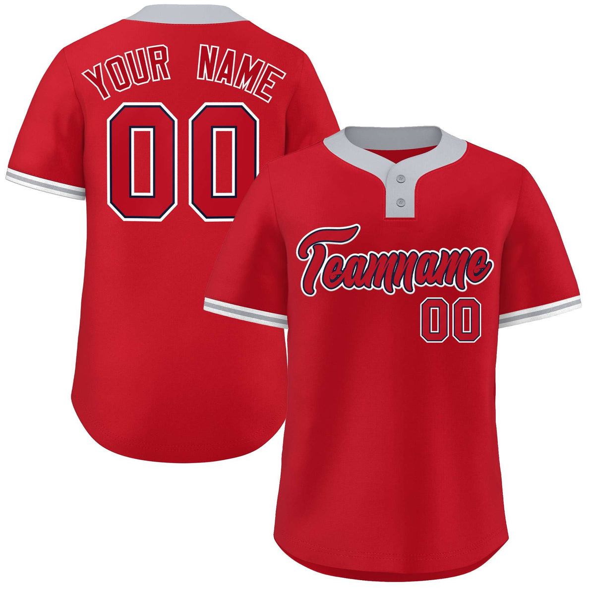 Custom Red Red-White Classic Style Authentic Two-Button Softball Jersey