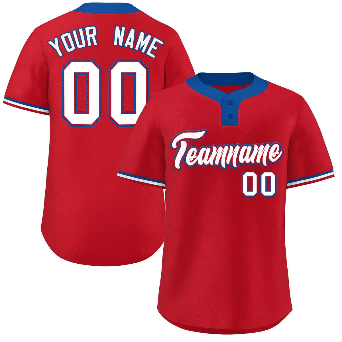 Custom Red White-Royal Classic Style Authentic Two-Button Softball Jersey