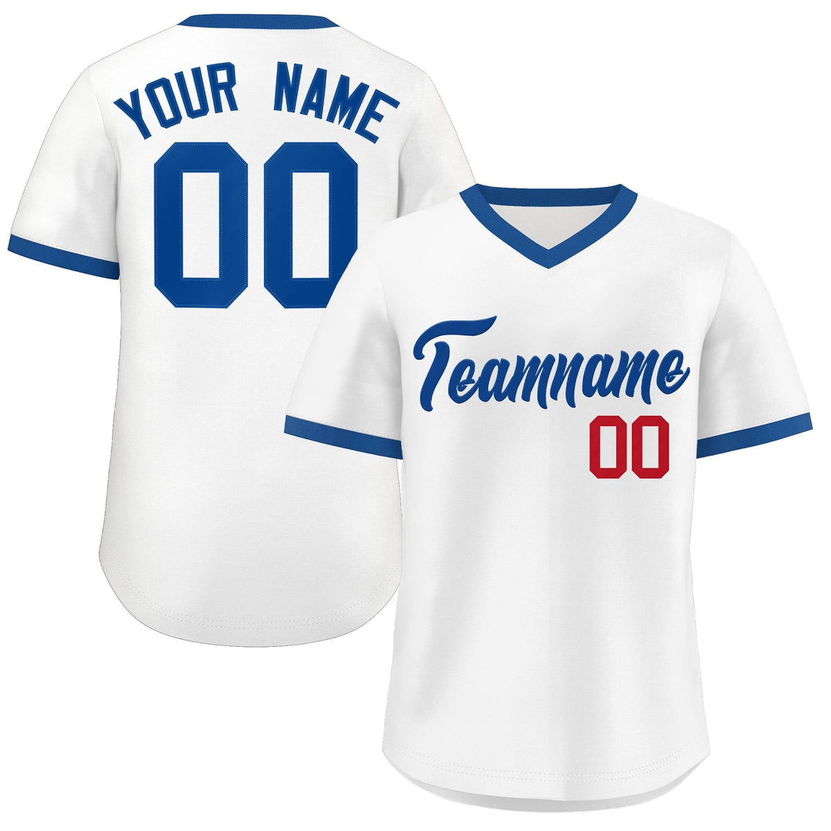 Custom White Royal-Red Classic Style Outdoor Authentic Pullover Baseball Jersey