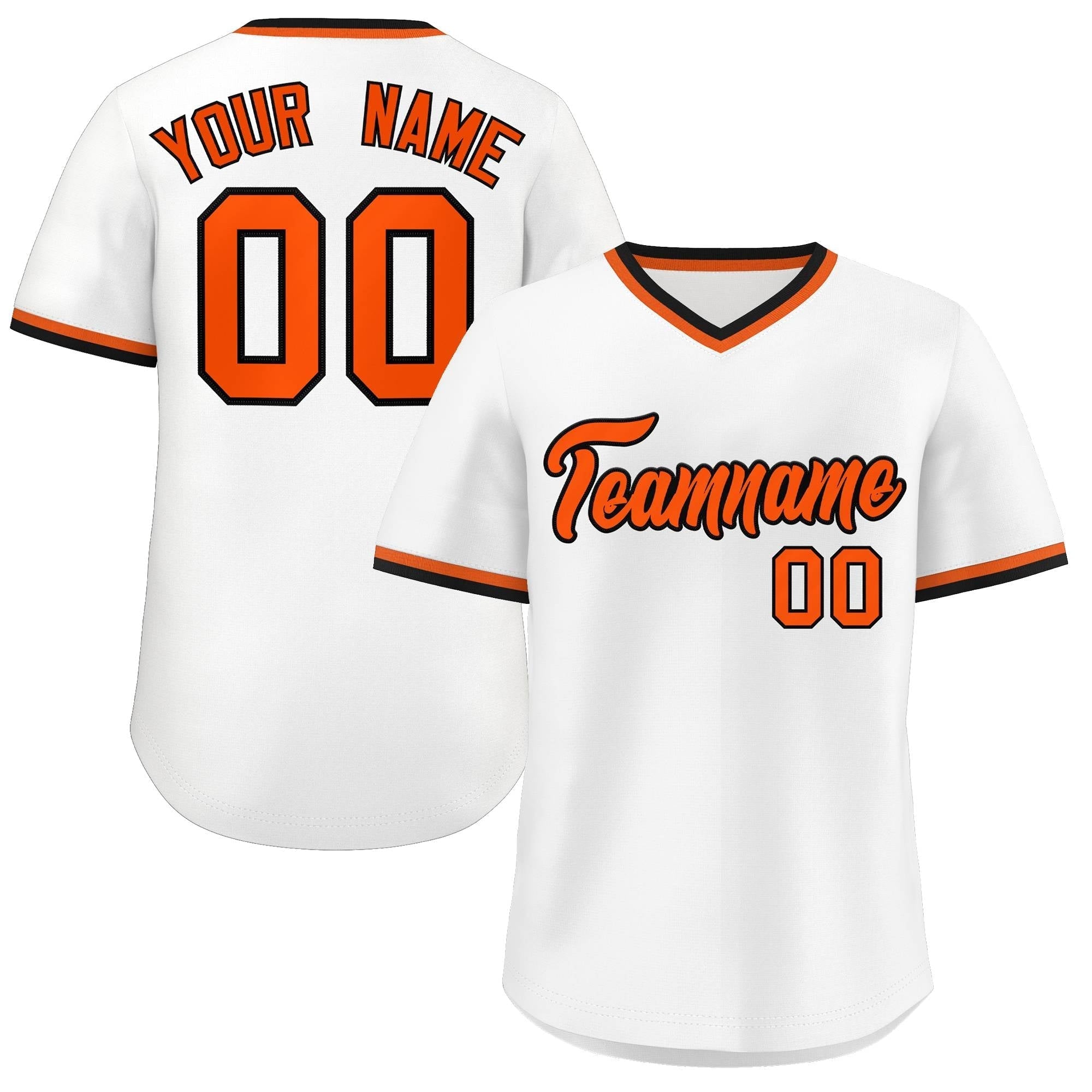 Custom White Orange Classic Style Outdoor Authentic Pullover Baseball Jersey