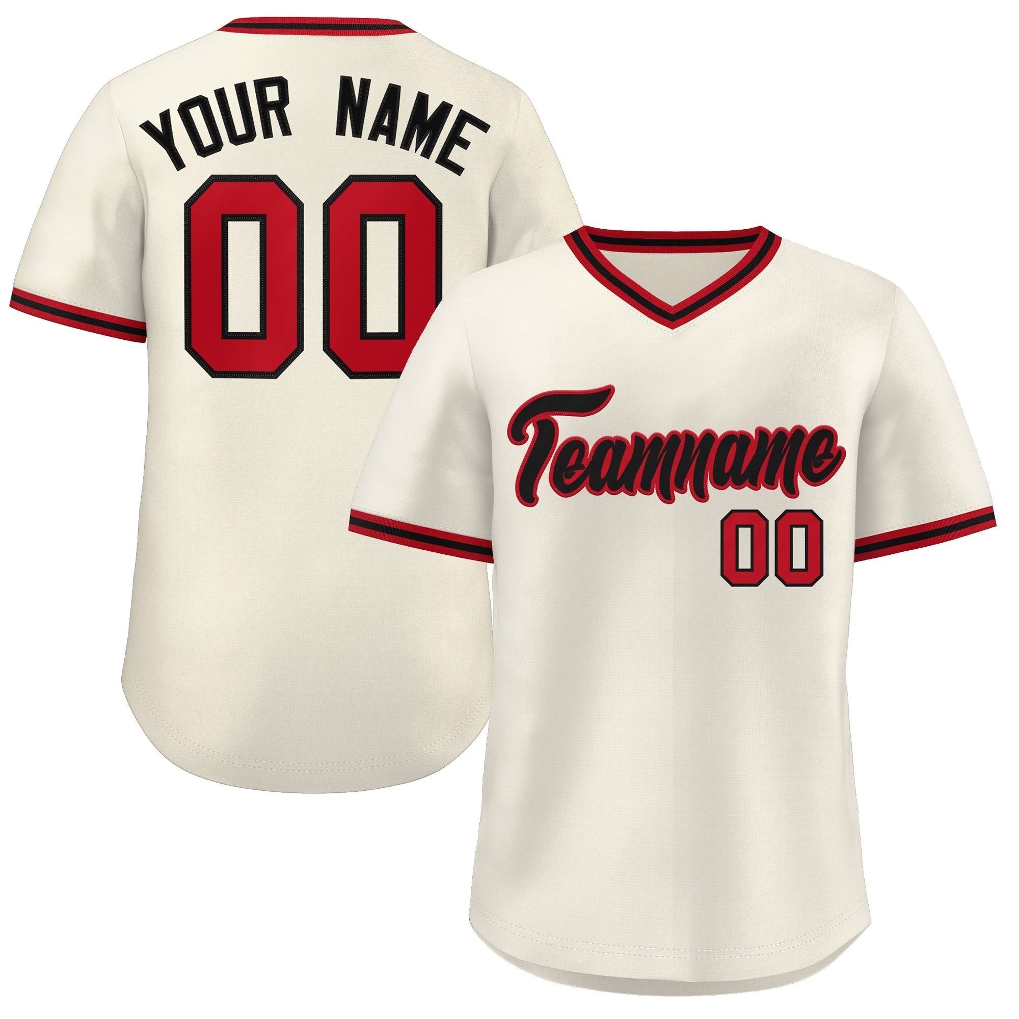 Maillot de baseball d'extérieur authentique, style classique, rouge et noir, crème personnalisé