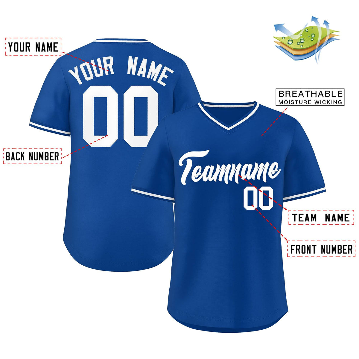 Custom Royal White-Royal Classic Style Outdoor Authentic Pullover Baseball Jersey