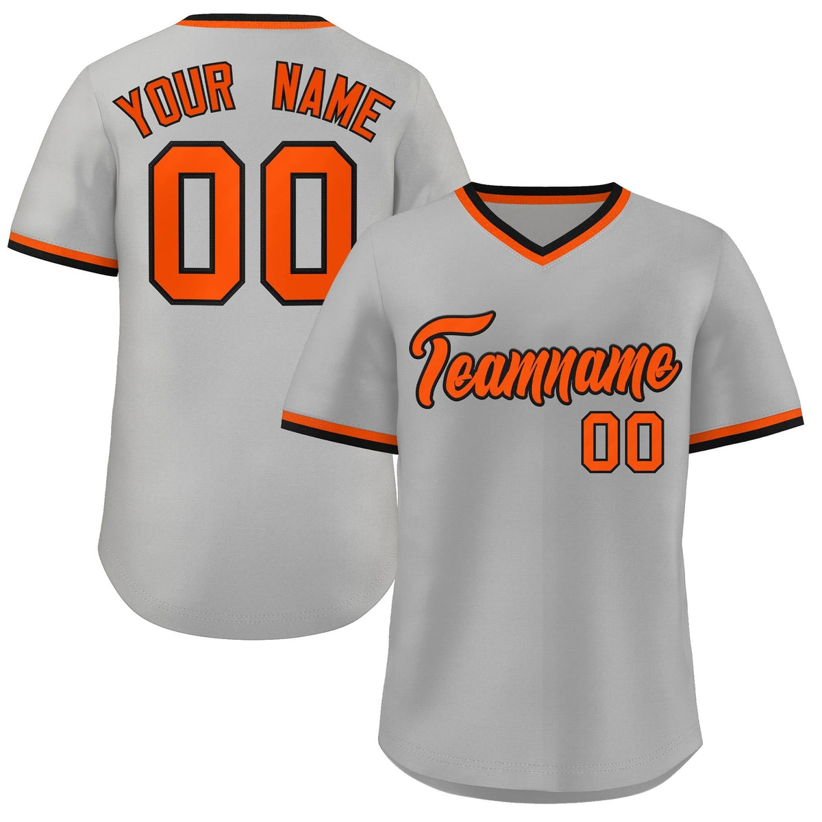 Custom Gray Black-Orange Classic Style Outdoor Authentic Pullover Baseball Jersey
