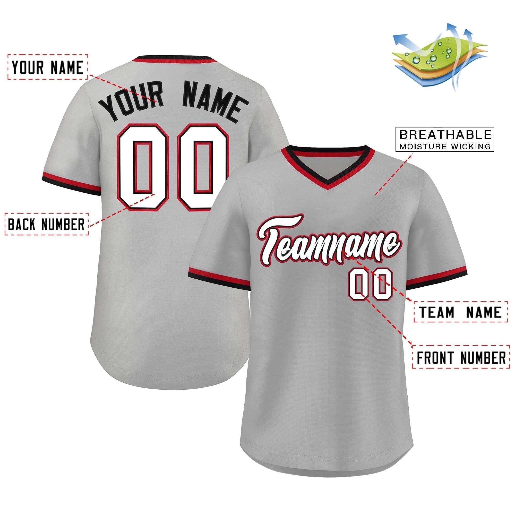 Maillot de baseball d'extérieur authentique, gris, blanc et noir, style classique, personnalisé