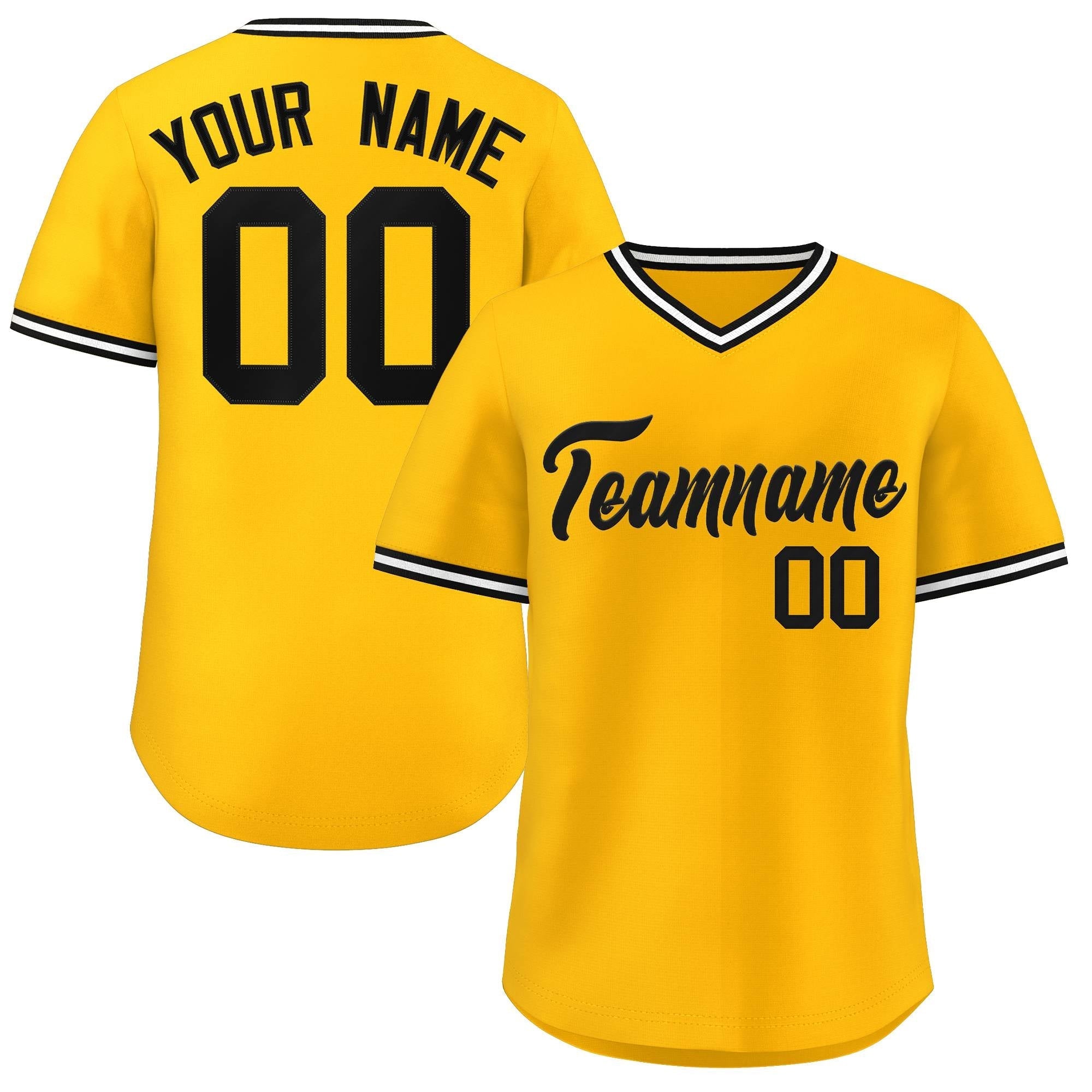Maillot de baseball authentique personnalisé de style classique jaune et blanc