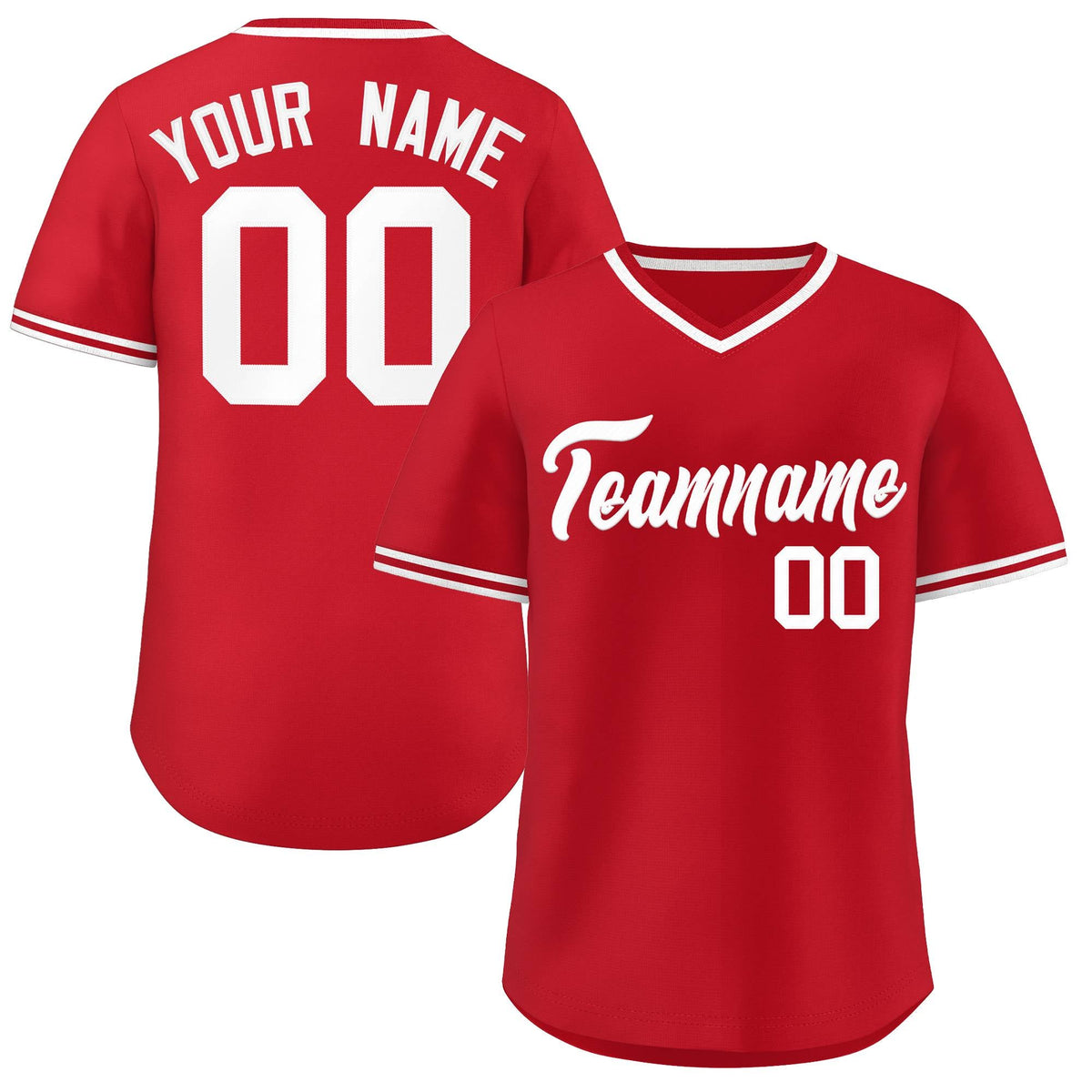 Custom White Red Classic Style Outdoor Authentic Pullover Baseball Jersey