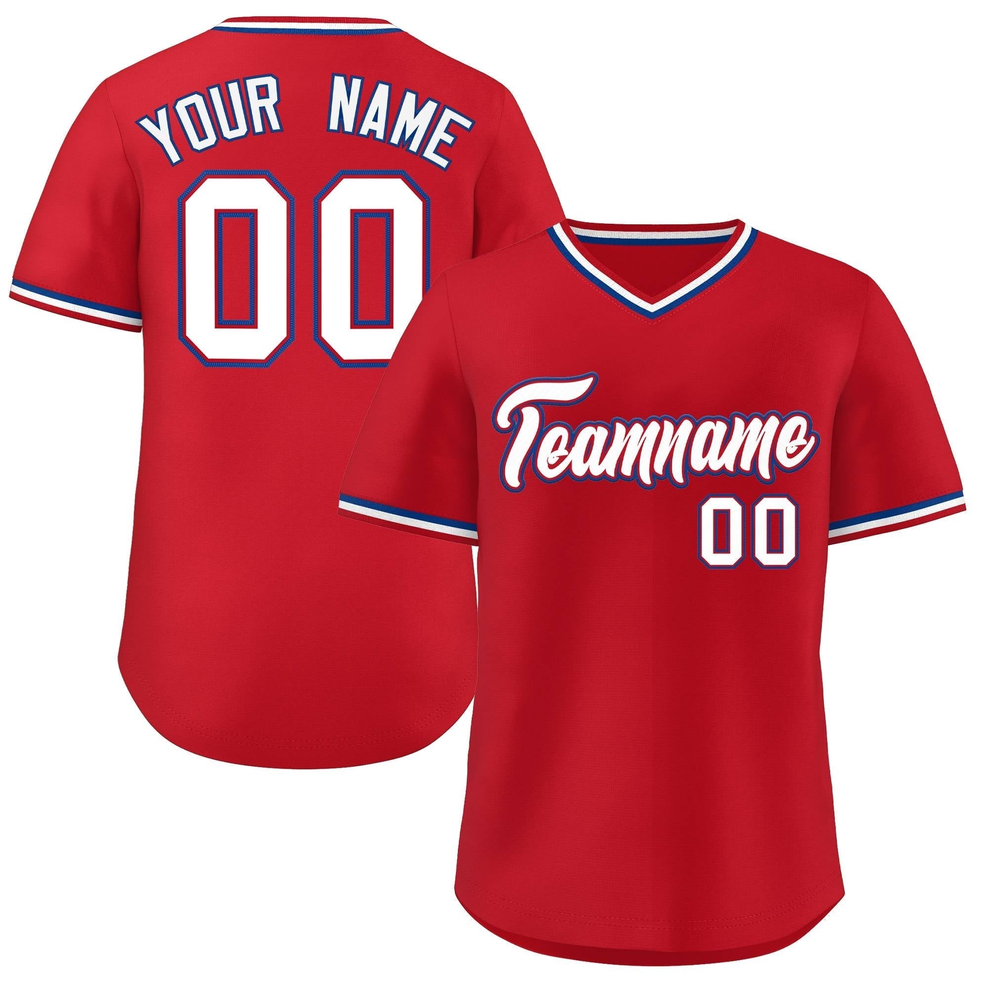 Maillot de baseball authentique d'extérieur, style classique, rouge et blanc, personnalisé