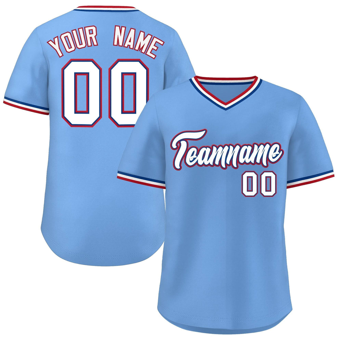 Custom Light Blue White Classic Style Outdoor Authentic Pullover Baseball Jersey