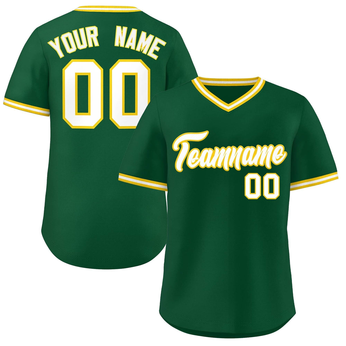 Custom Green White Classic Style Outdoor Authentic Pullover Baseball Jersey