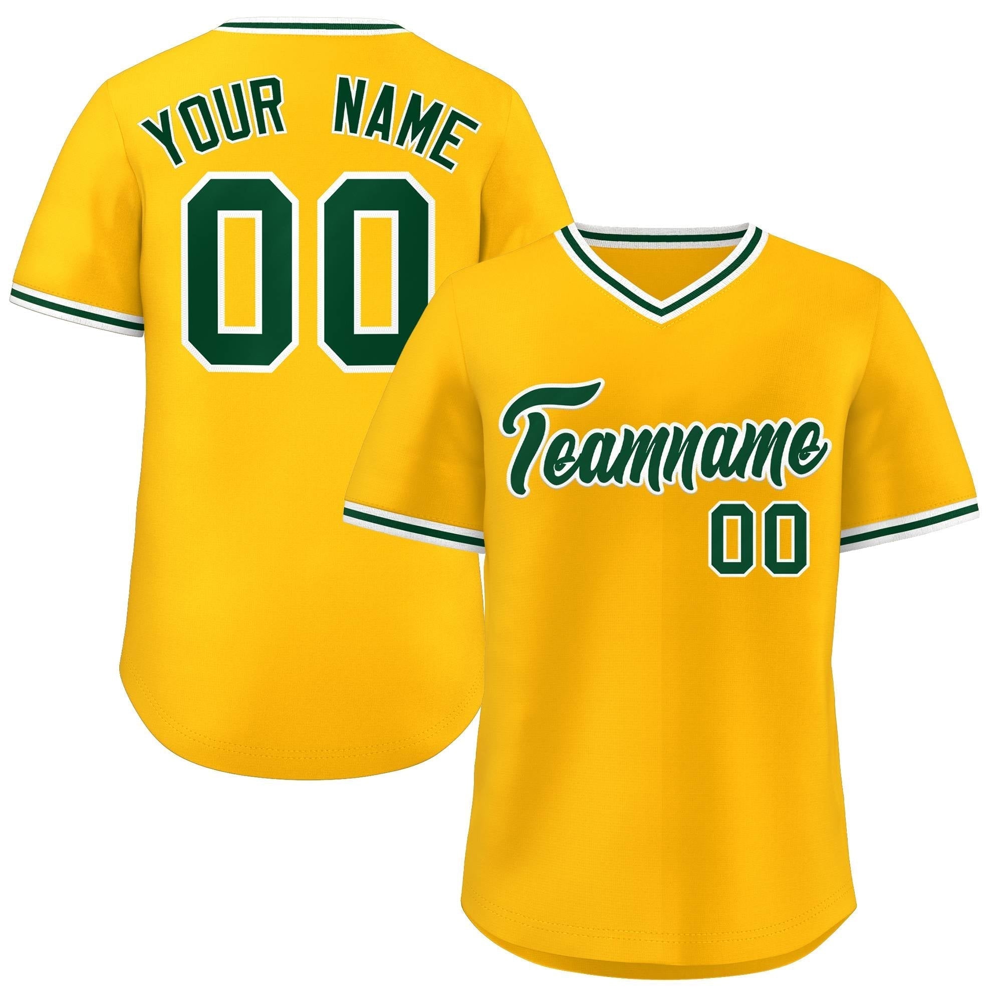 Maillot de baseball authentique personnalisé de style classique jaune vert pour l'extérieur