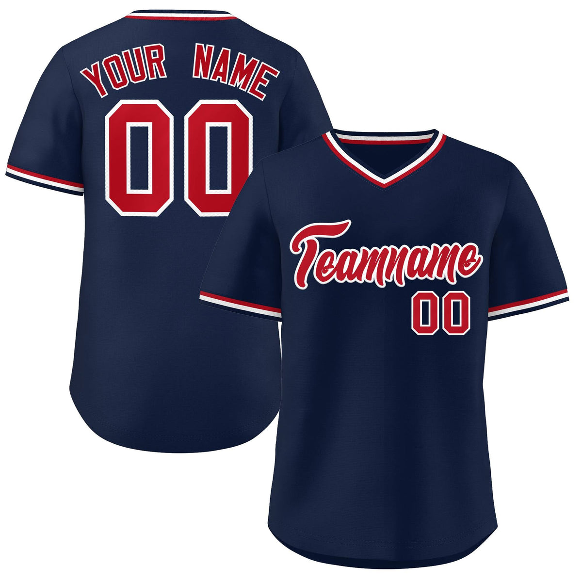 Custom Navy Red Classic Style Outdoor Authentic Pullover Baseball Jersey