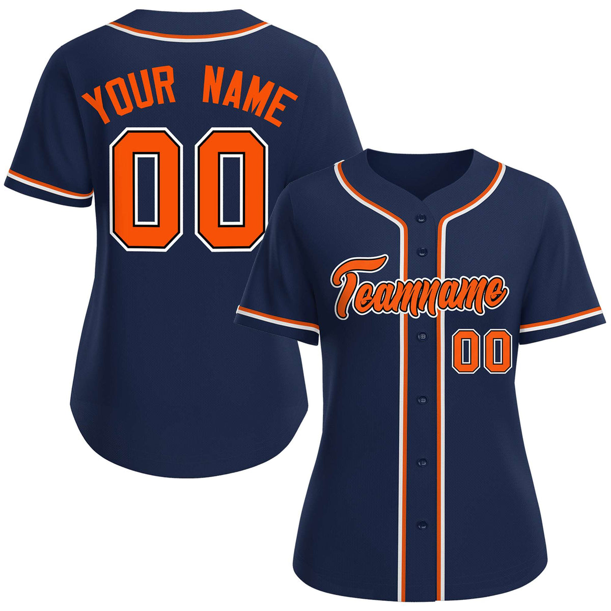 Custom Navy Orange-Black Classic Style Baseball Jersey For Women