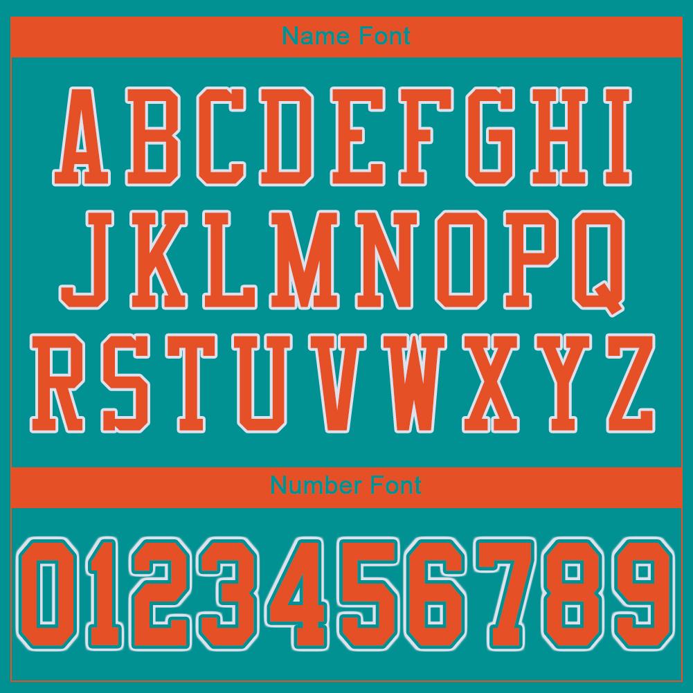 Custom Aqua Orange-White Classic Style Mesh Authentic American Football Jersey| KXKSHOP