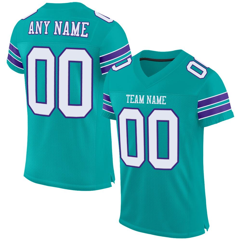 Custom Aqua White-Purple Classic Style Mesh Authentic American Football Jersey| KXKSHOP