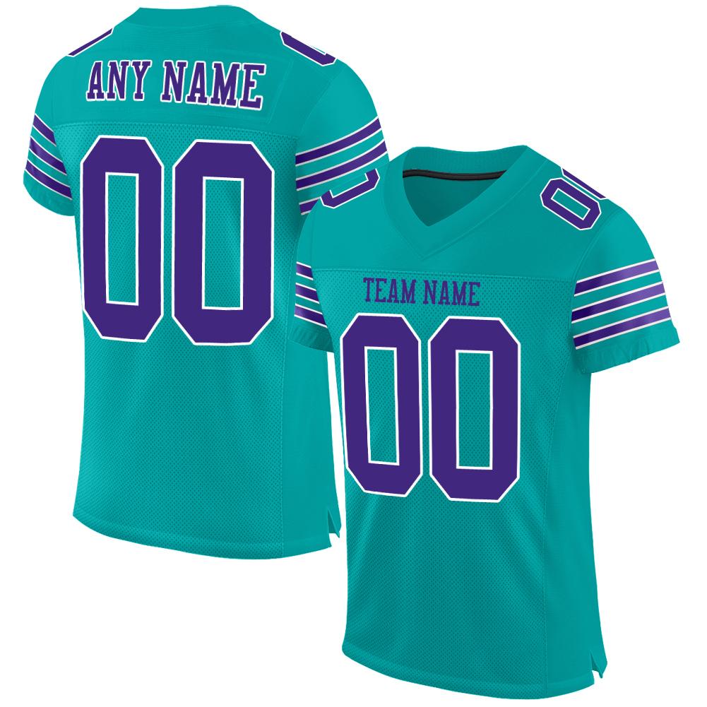Custom Aqua Purple-White Classic Style Mesh Authentic American Football Jersey| KXKSHOP