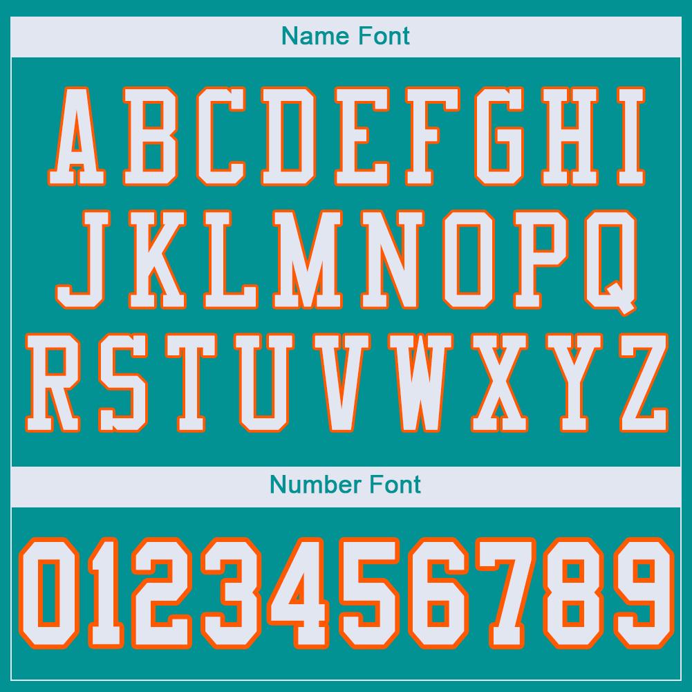 Custom Aqua White-Orange Classic Style Mesh Authentic American Football Jersey| KXKSHOP