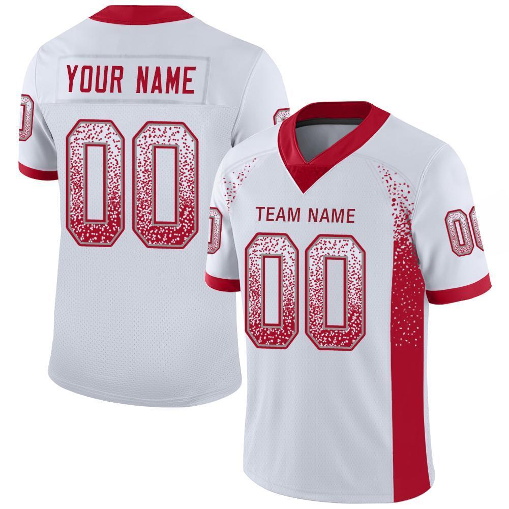 Custom White Red-Gray Drift Fashion Mesh Authentic American Football Jersey| KXKSHOP