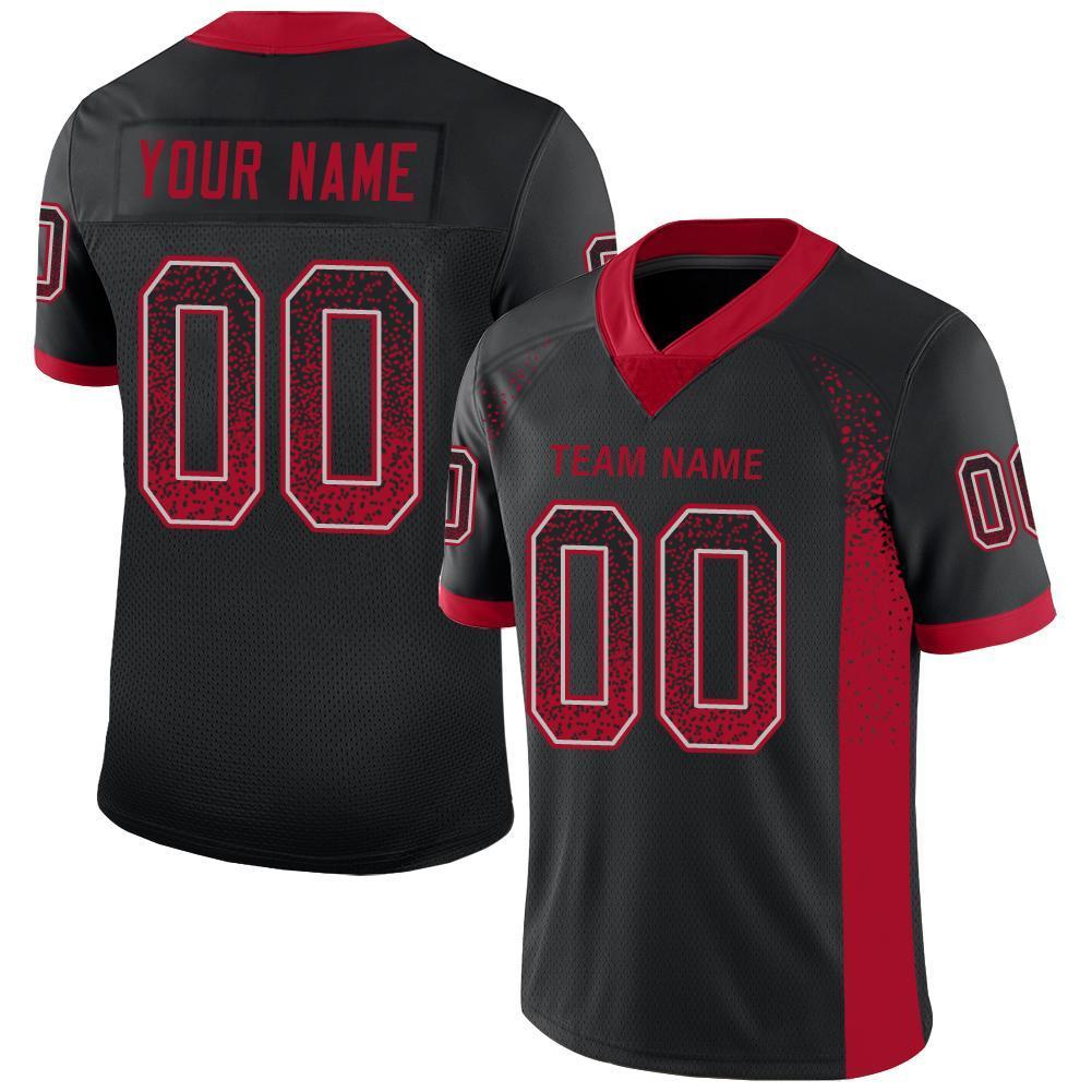 Custom Black Red-Gray Drift Fashion Mesh Authentic American Football Jersey| KXKSHOP