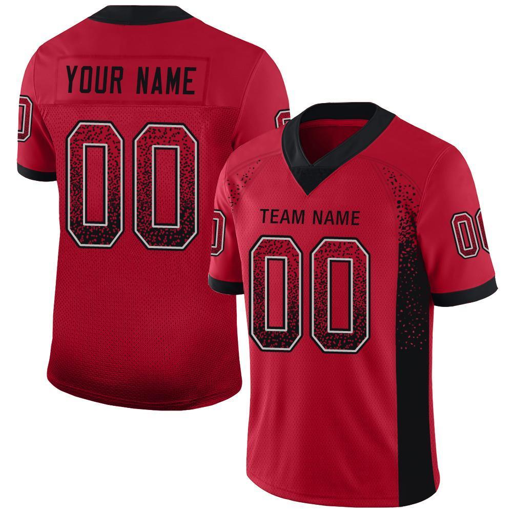 Custom Red Black-Gray Drift Fashion Mesh Authentic American Football Jersey| KXKSHOP
