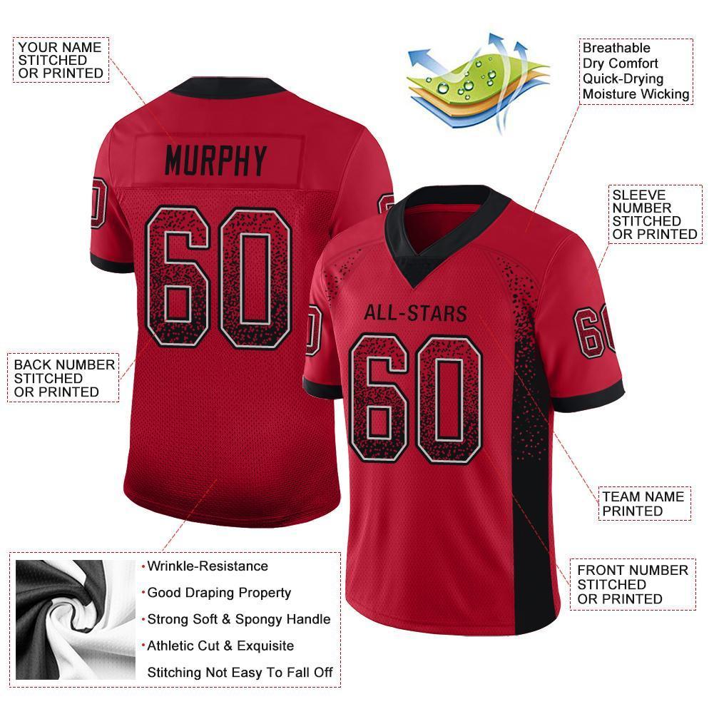 Custom Red Black-Gray Drift Fashion Mesh Authentic American Football Jersey| KXKSHOP