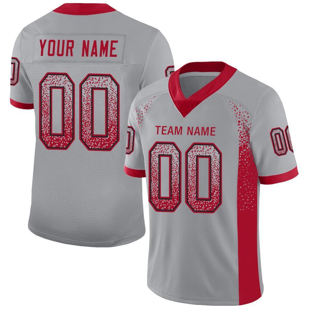 Custom Light Gray Red-Black Drift Fashion Mesh Authentic American Football Jersey| KXKSHOP