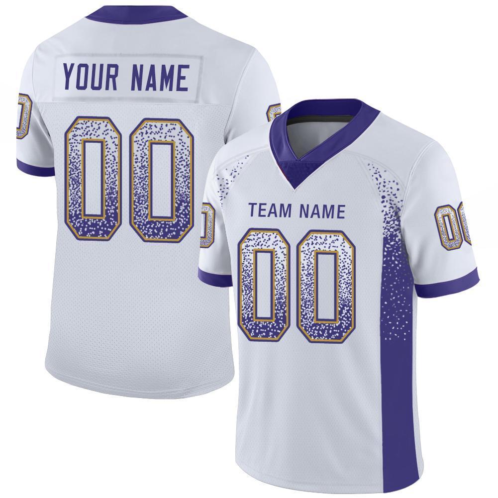 Custom White Purple-Old Gold Drift Fashion Mesh Authentic American Football Jersey| KXKSHOP