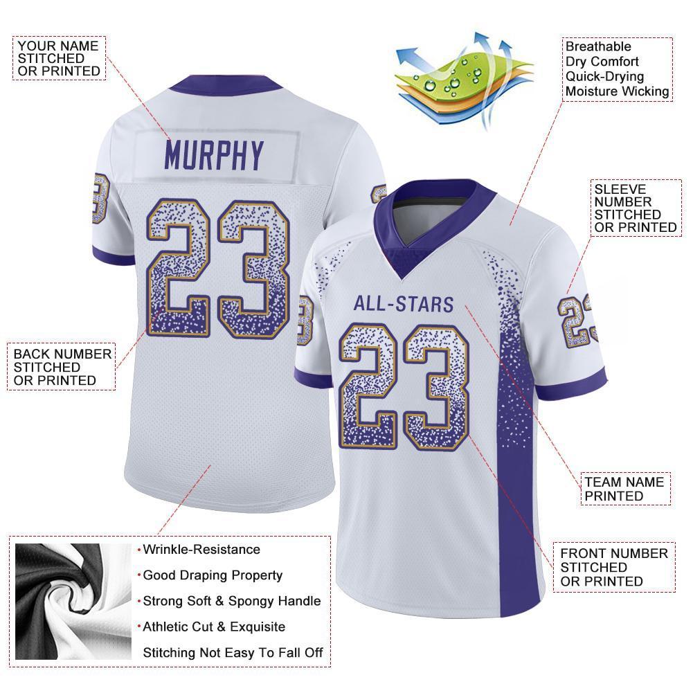 Custom White Purple-Old Gold Drift Fashion Mesh Authentic American Football Jersey| KXKSHOP
