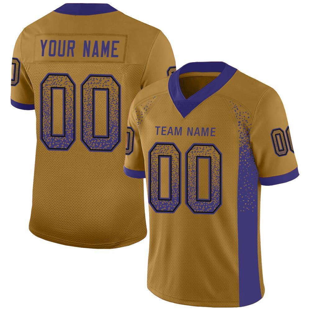 Custom Old Gold Purple-Black Drift Fashion Mesh Authentic American Football Jersey| KXKSHOP