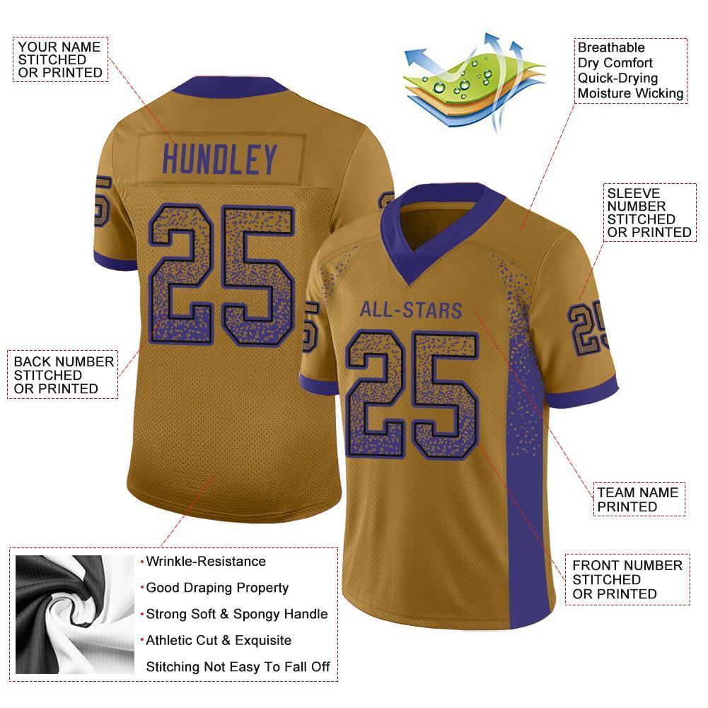 Custom Old Gold Purple-Black Drift Fashion Mesh Authentic American Football Jersey| KXKSHOP