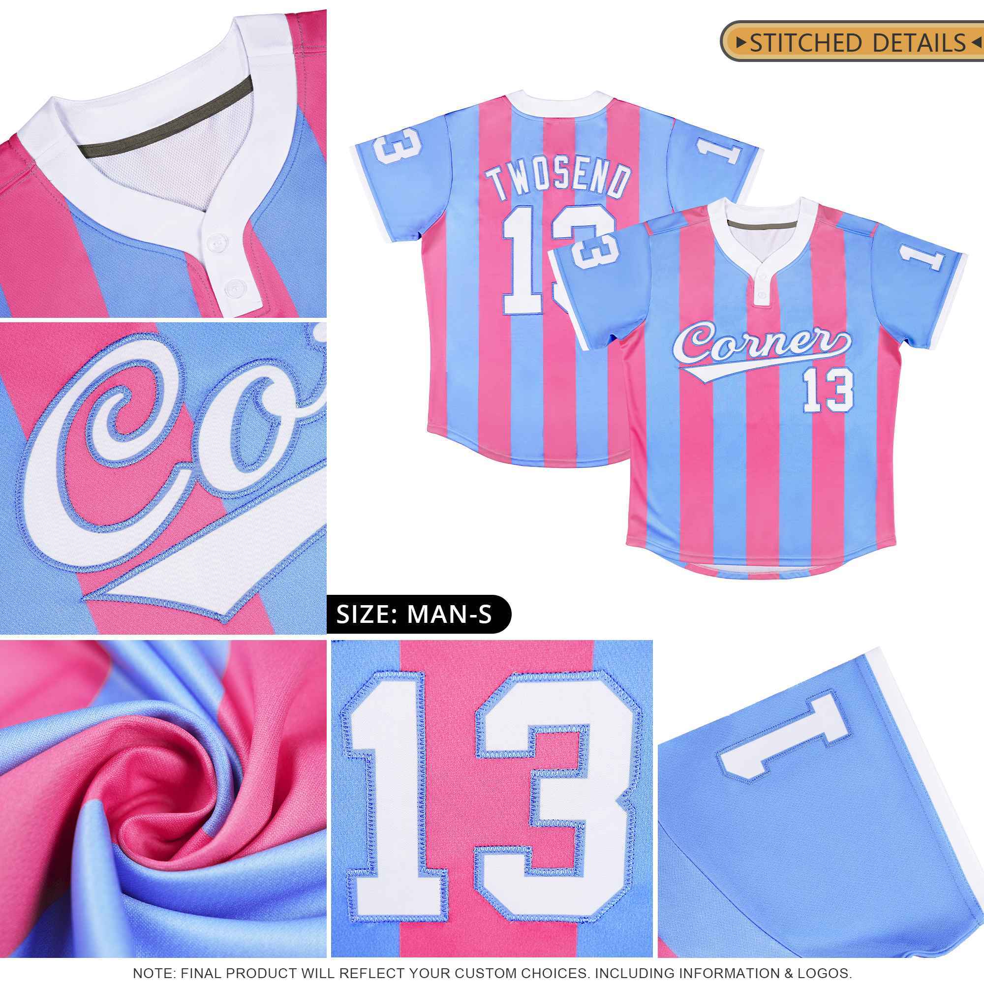 Custom White Purple Stripe Fashion Authentic Two-Button Softball Jersey