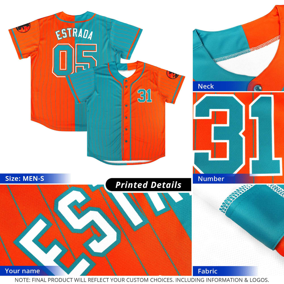 Custom Gold Orange Two Tone Striped Fashion Authentic Baseball Jersey